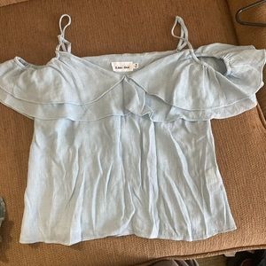 Baby Blue Flowing Off the Shoulder Top